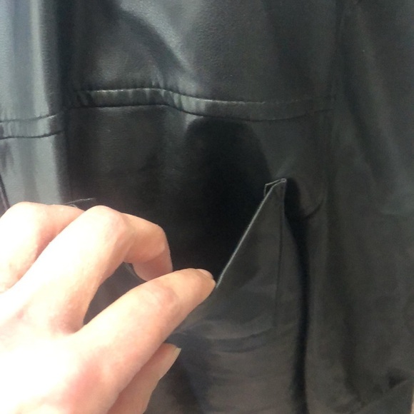 Bagatelle collection black faux leather pocketed long coat size medium​ - Picture 5 of 11